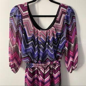 Patterned Pink Flowy Mini Dress